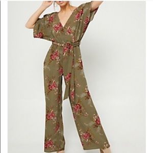 Olive Green Floral Jumpsuit